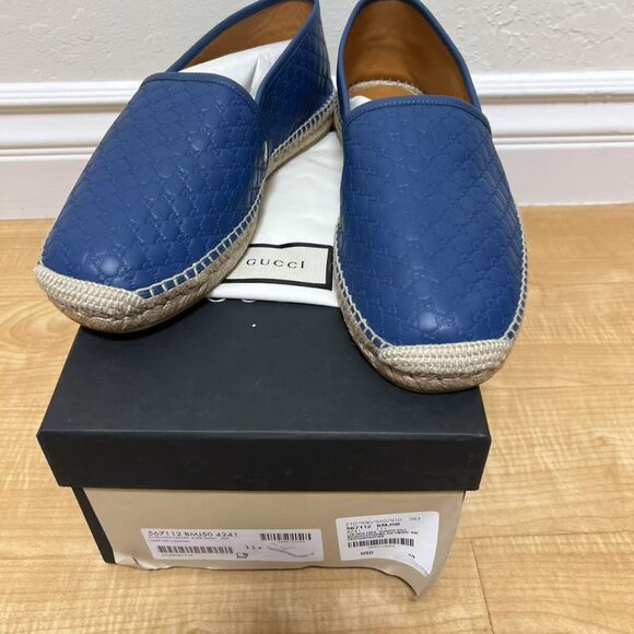 GUCCI Microguccissima Pattern Leather Espadrilles - Picture 1 of 7